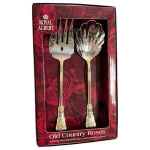 Royal Albert Old Country Roses 2 Piece Buffet Serving Set Stainless 18/10